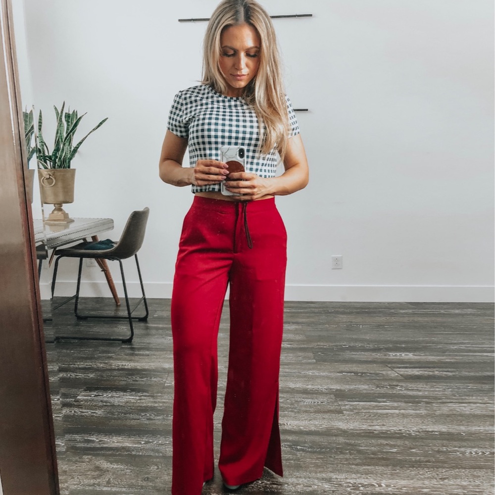 High waisted wide leg pants